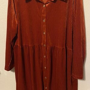 Hanes Rust Button-Up Dress
